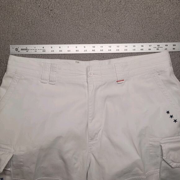 Polo Ralph Lauren Shorts Men 38 White Graphic Cargo Utility Pockets Twill Preppy - Picture 6 of 11
